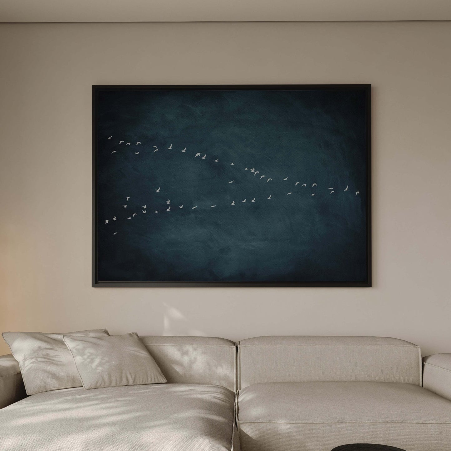 In Motion Framed Canvas - Vintage Blue / Horizontal - AureousHome