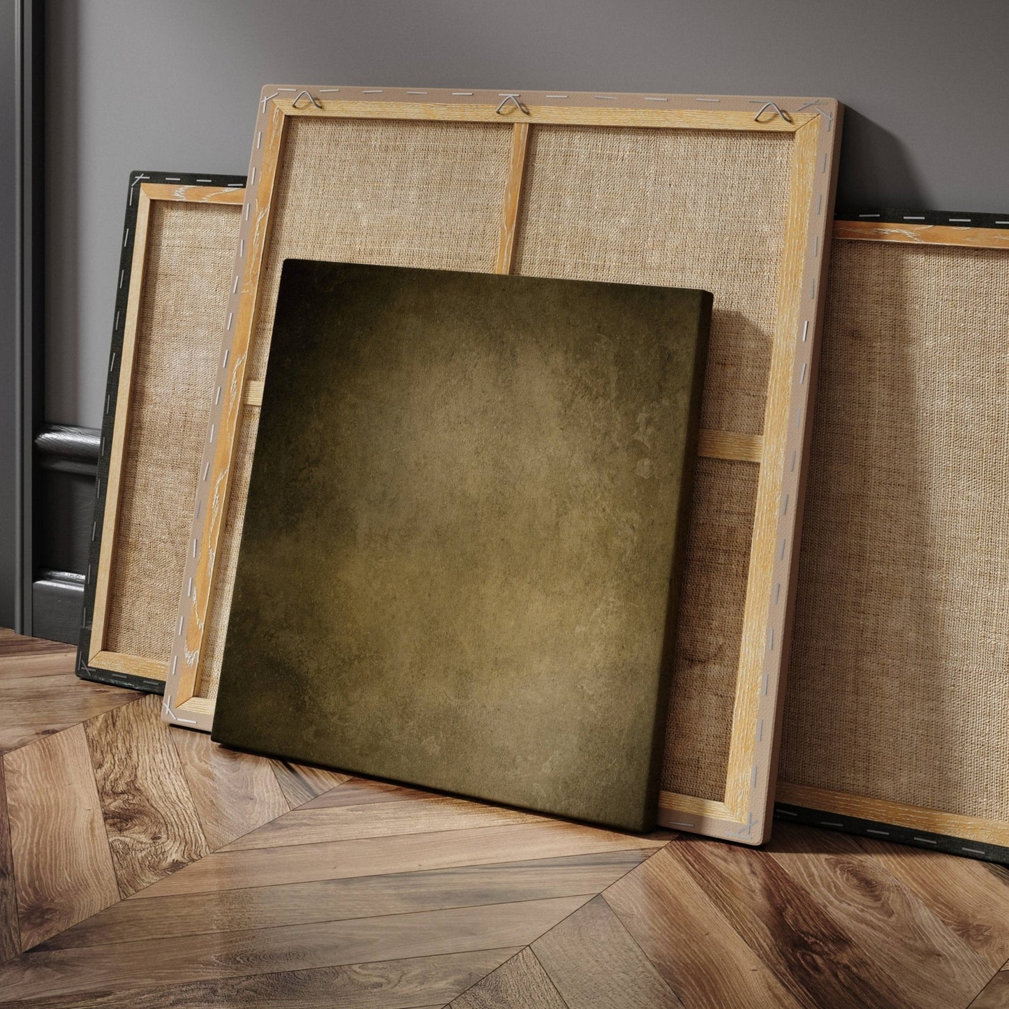 Khaki Square Framed Canvas - AureousHome