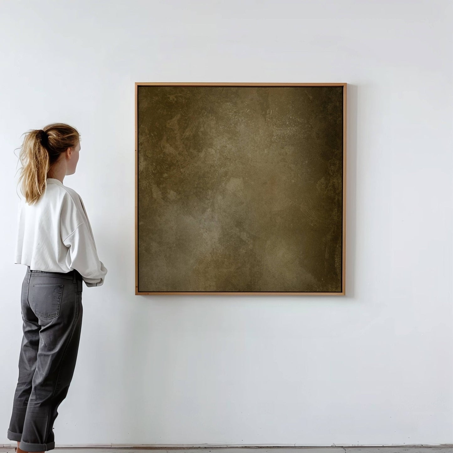 Khaki Square Framed Canvas - AureousHome