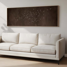 Les Oiseaux Framed Canvas - Espresso / Panoramic
