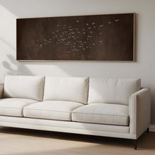 Les Oiseaux Framed Canvas - Espresso / Panoramic