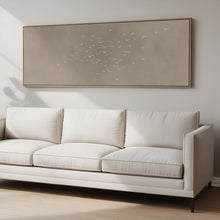 Les Oiseaux Framed Canvas - Taupe / Panoramic