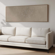 Les Oiseaux Framed Canvas - Taupe / Panoramic