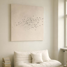 Les Oiseaux Square Framed Canvas - Neutral / Square