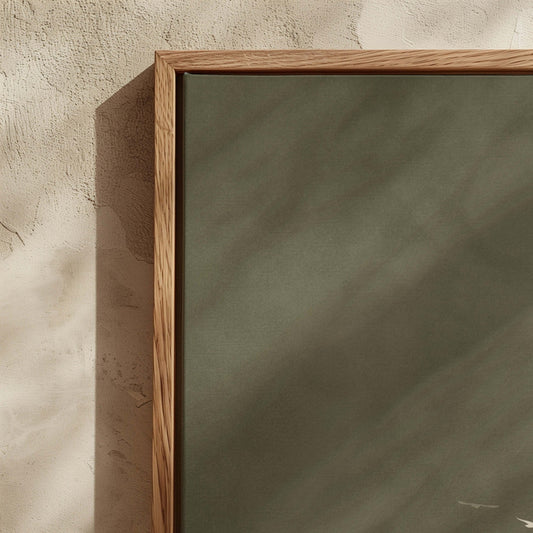 Les Oiseaux Square Framed Canvas - Olive / Square - AureousHome