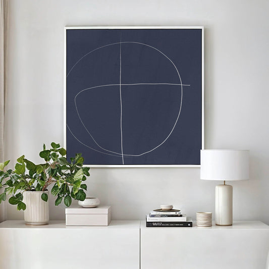 Line Art Square Framed Canvas - Midnight - AureousHome