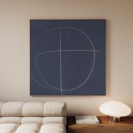 Line Art Square Framed Canvas - Midnight - AureousHome