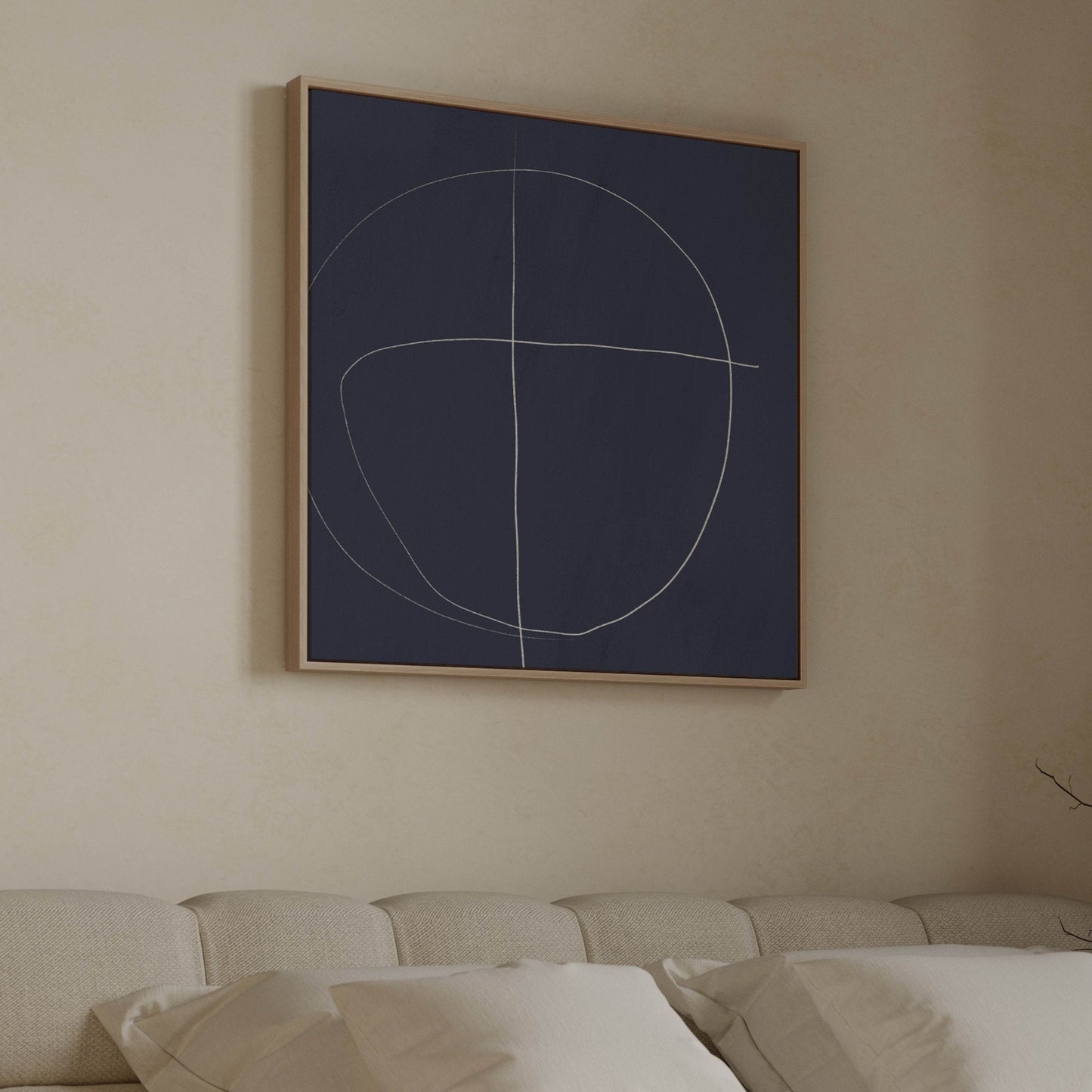 Line Art Square Framed Canvas - Midnight - AureousHome