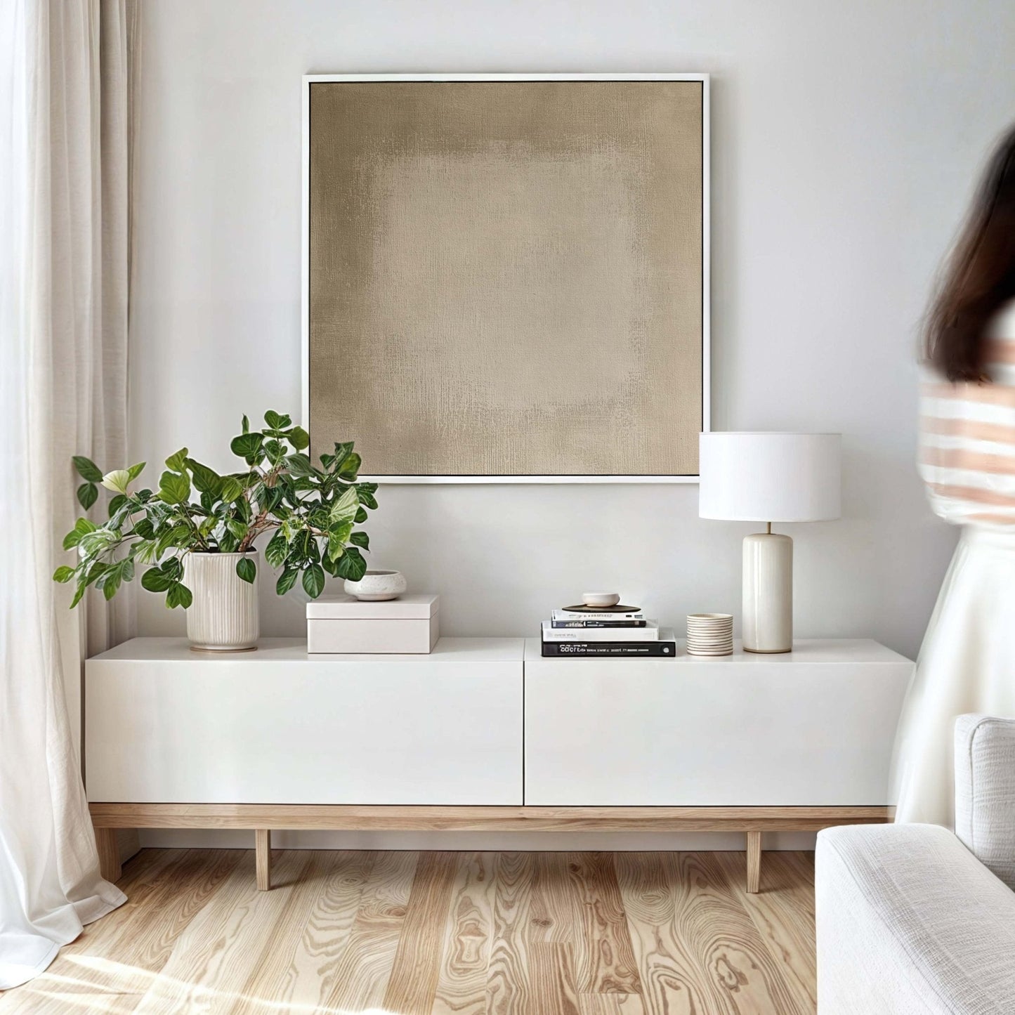 Linen Square Framed Canvas - AureousHome