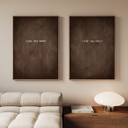 Love You More Framed Canvas Duo - Espresso - AureousHome