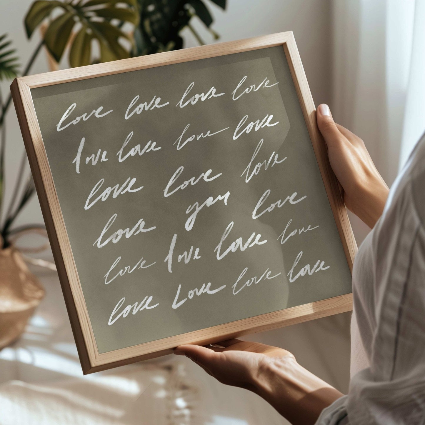 Love You - Square / Olive - AureousHome