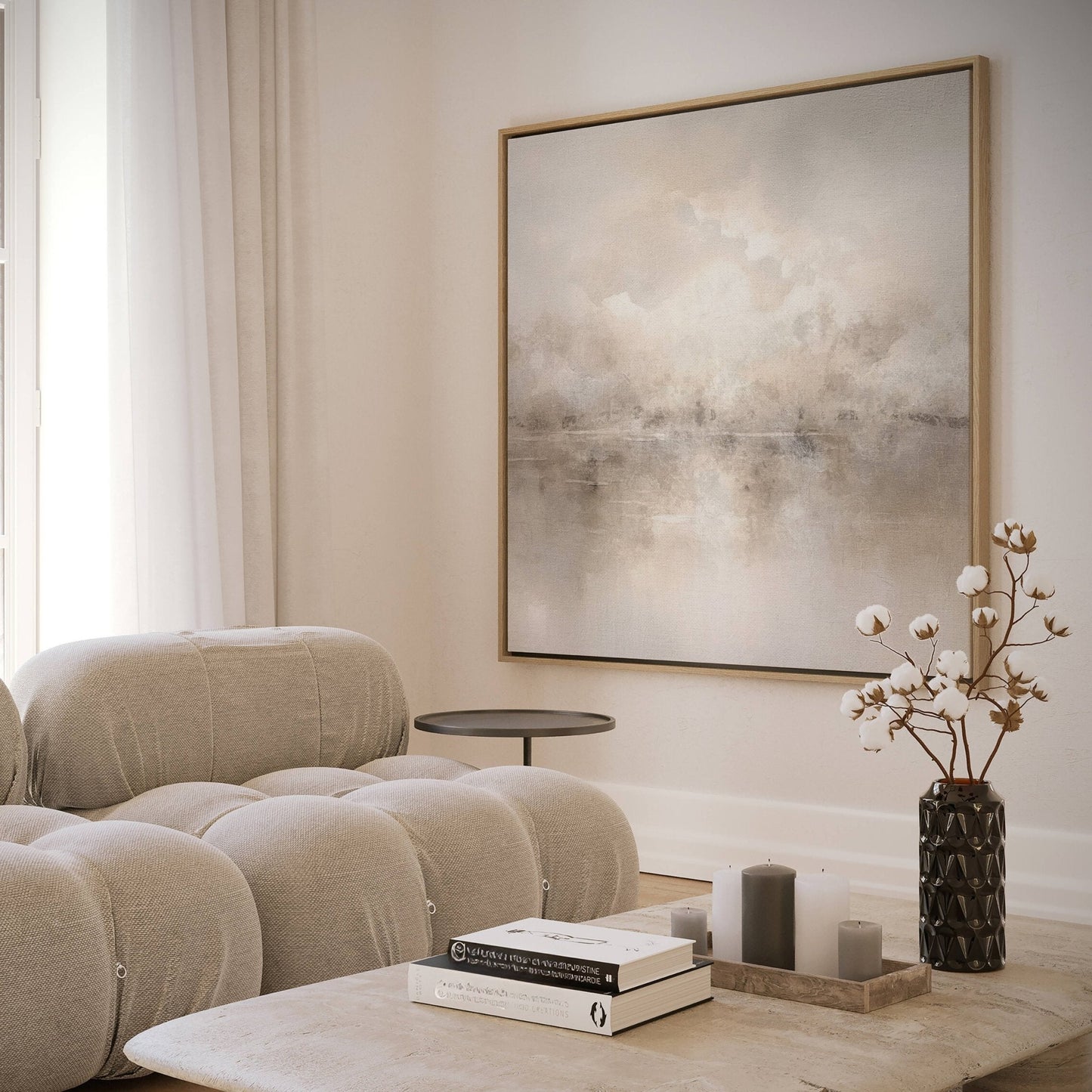 Mist Square Framed Canvas - AureousHome