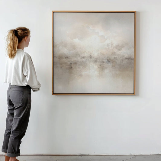 Extra large neutral landscape framed canvas wall art
