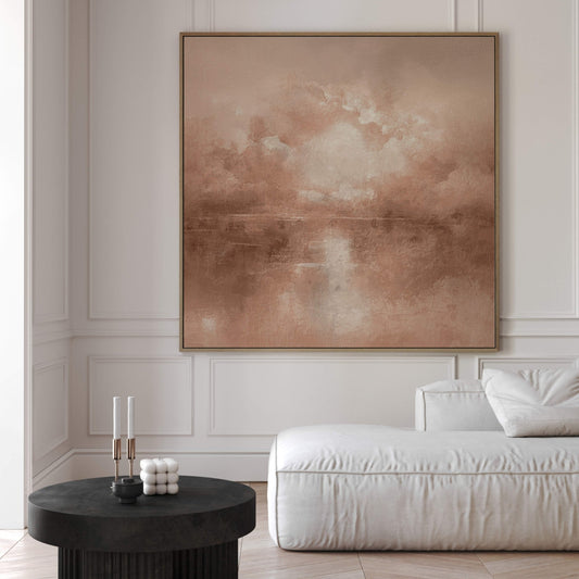 Mist Square Framed Canvas - Mocha - AureousHome