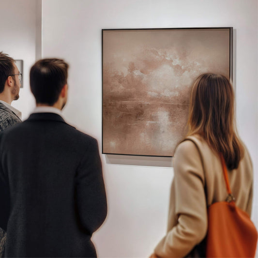 Mist Square Framed Canvas - Mocha - AureousHome