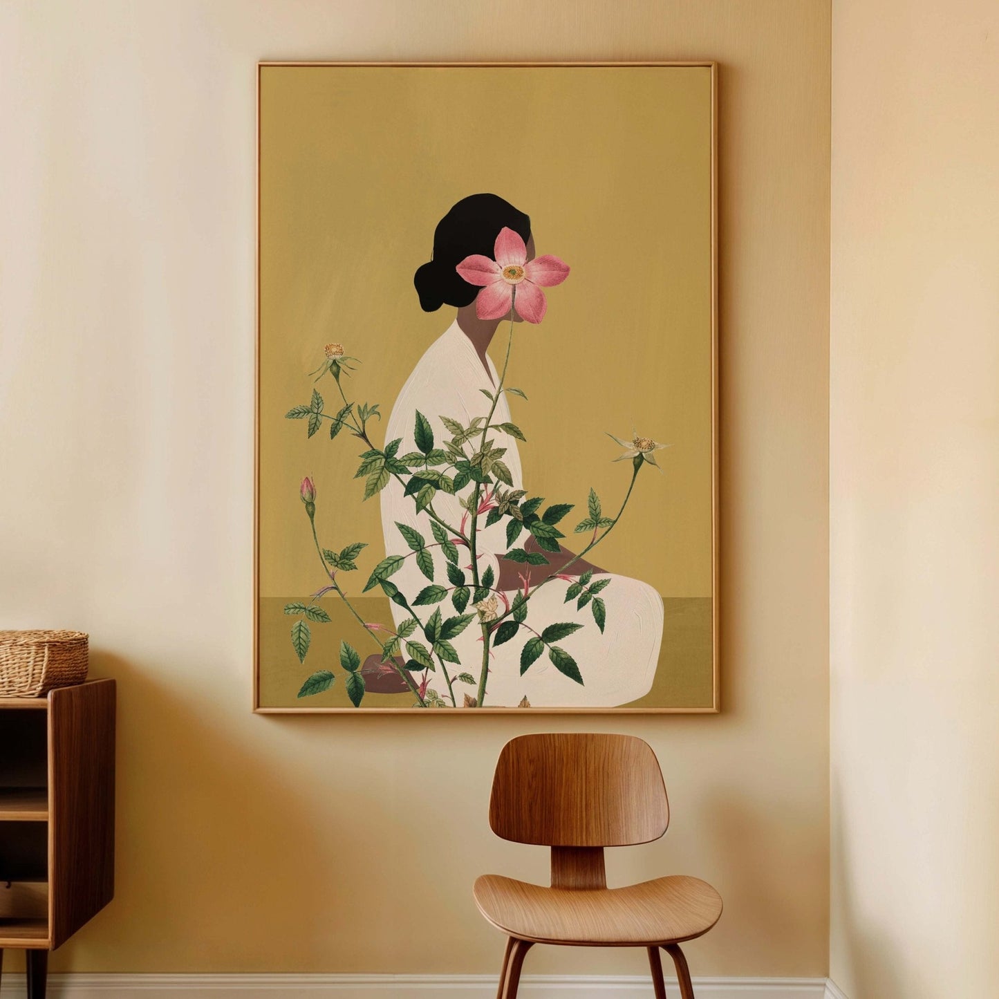 Miyu Framed Canvas - Chartreuse - AureousHome