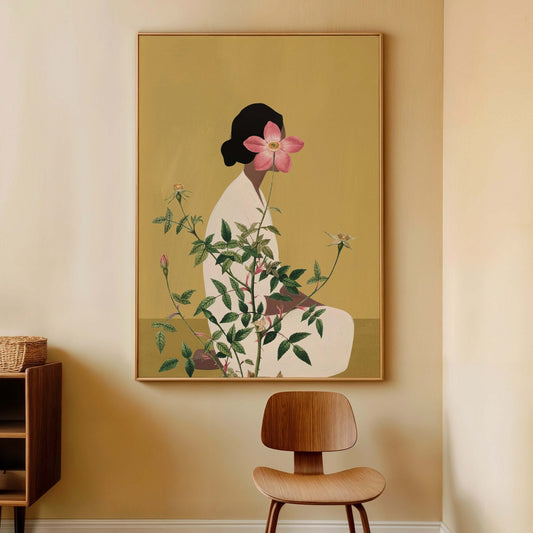 Miyu Framed Canvas - Chartreuse - AureousHome