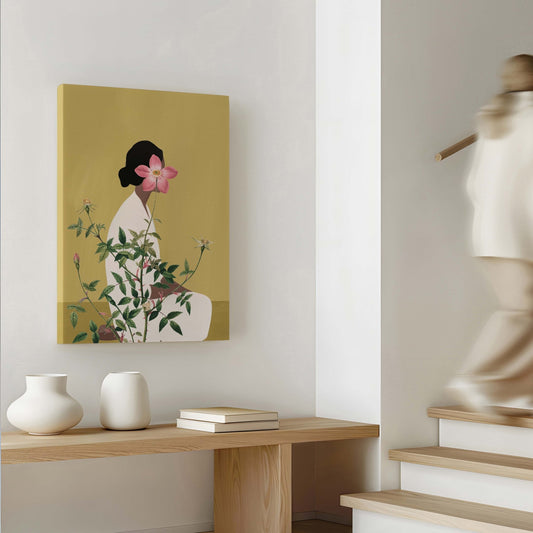 Miyu Framed Canvas - Chartreuse - AureousHome