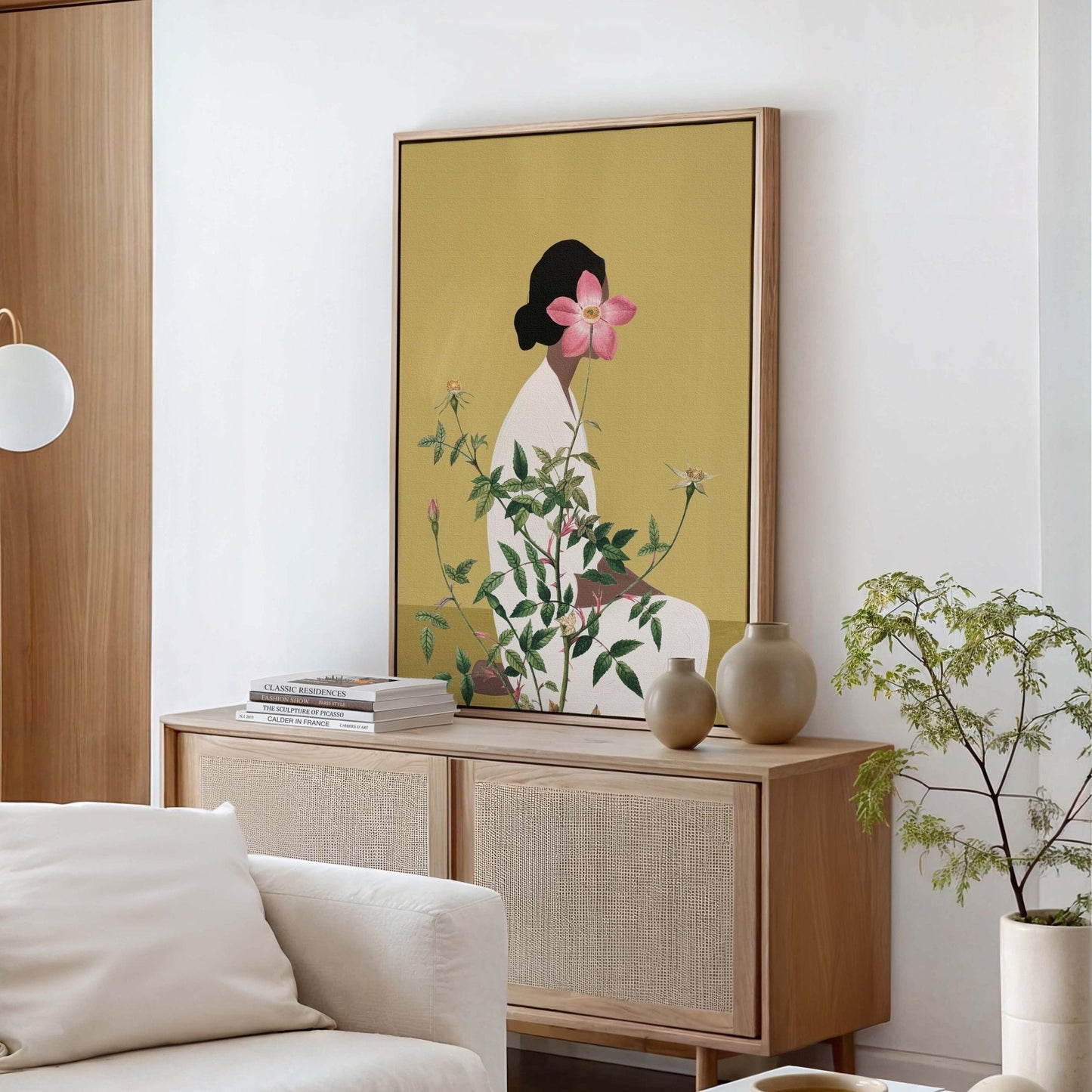 Miyu Framed Canvas - Chartreuse - AureousHome