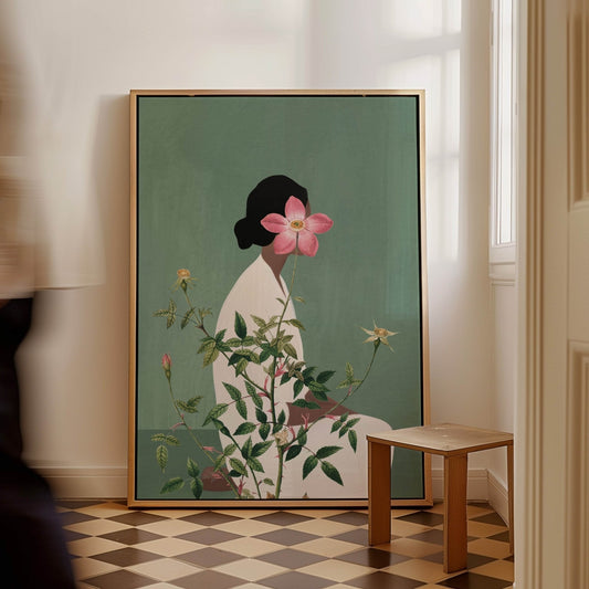 Miyu Framed Canvas - Sage - AureousHome