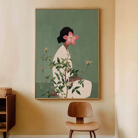 Miyu Framed Canvas - Sage - AureousHome