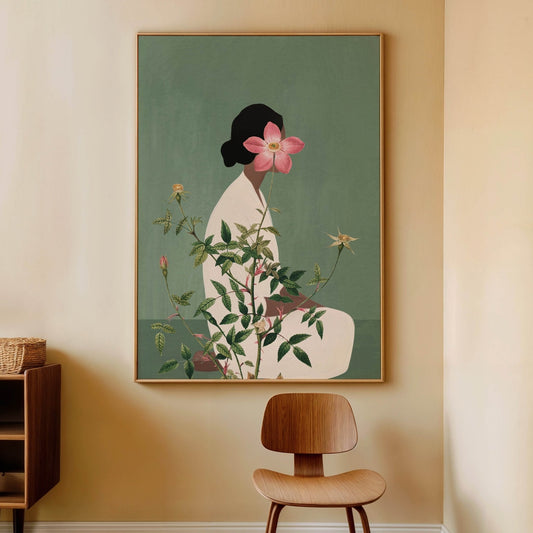 Miyu Framed Canvas - Sage - AureousHome