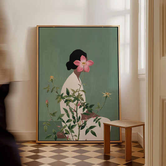 Miyu Framed Canvas - Sage - AureousHome