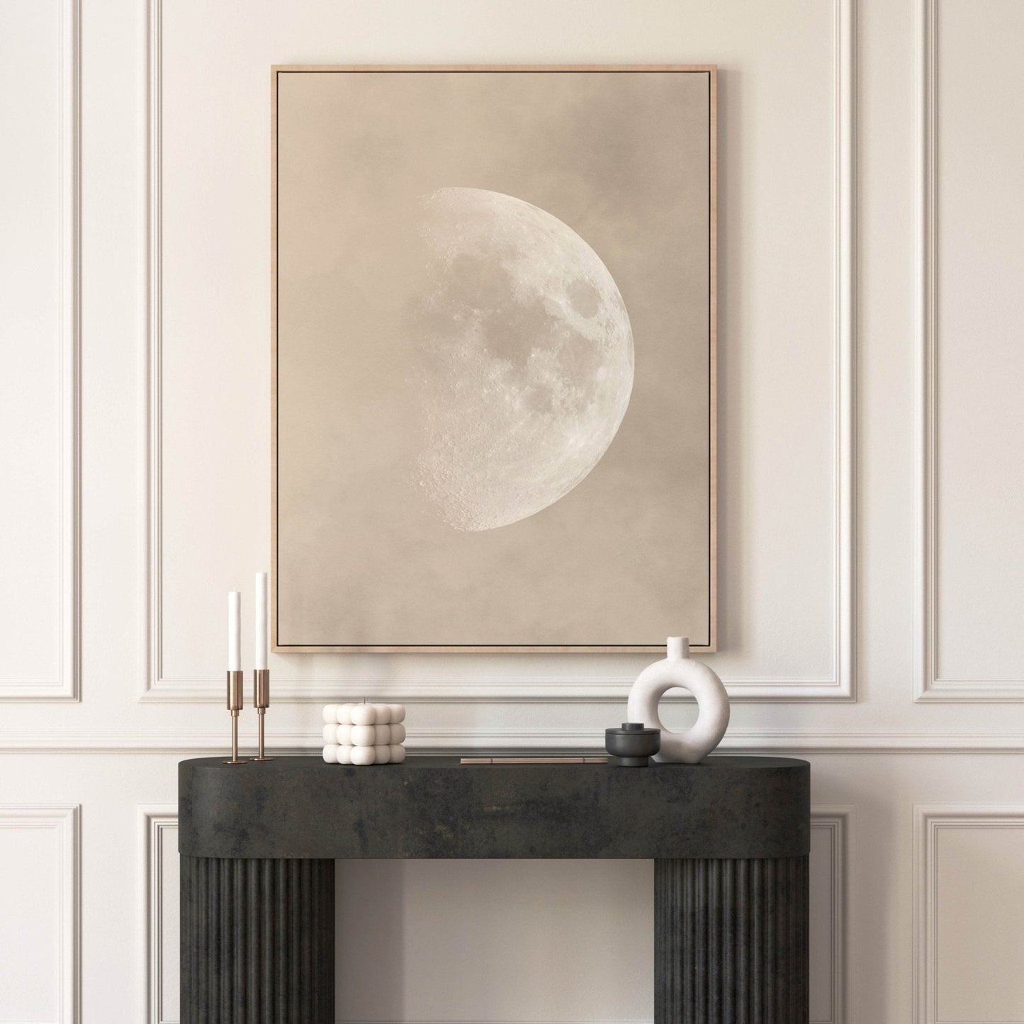 Moon Phase Framed Canvas - Neutral - AureousHome