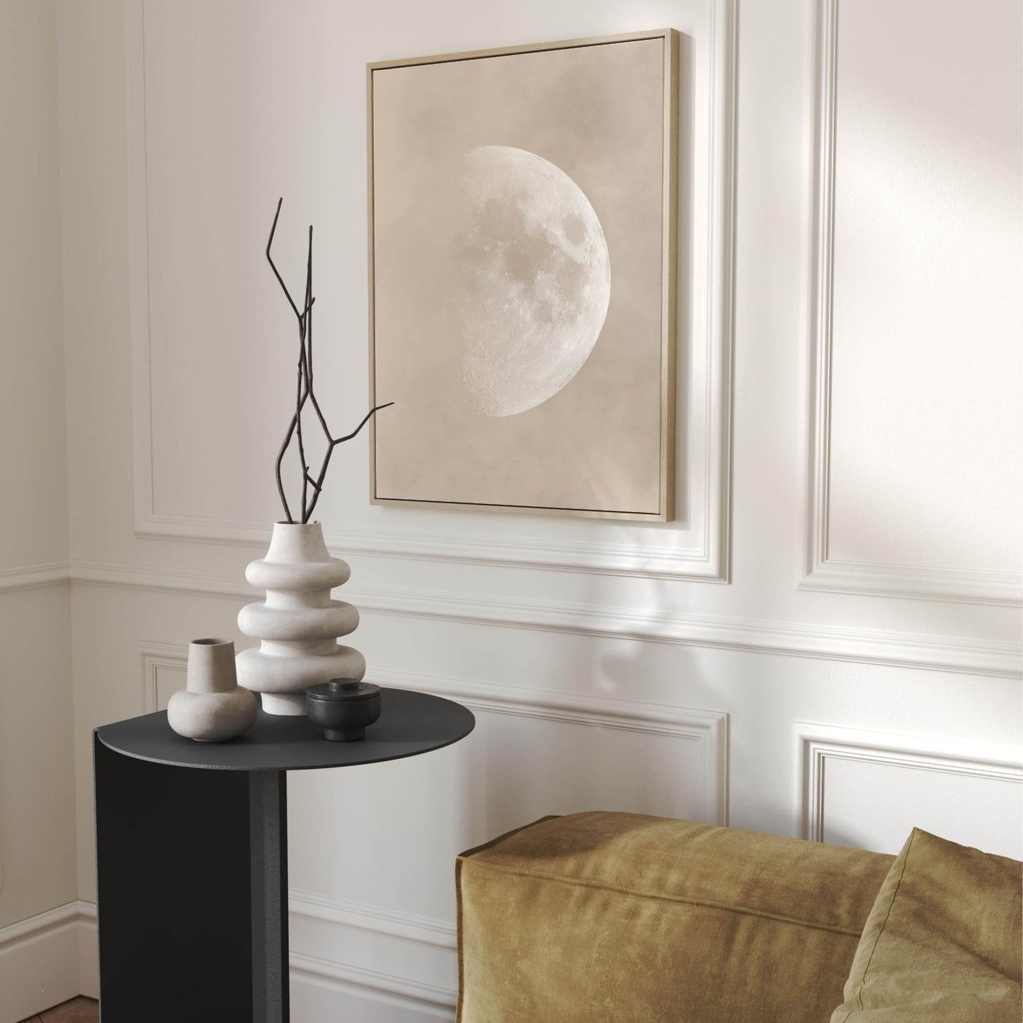 Moon Phase Framed Canvas - Neutral - AureousHome