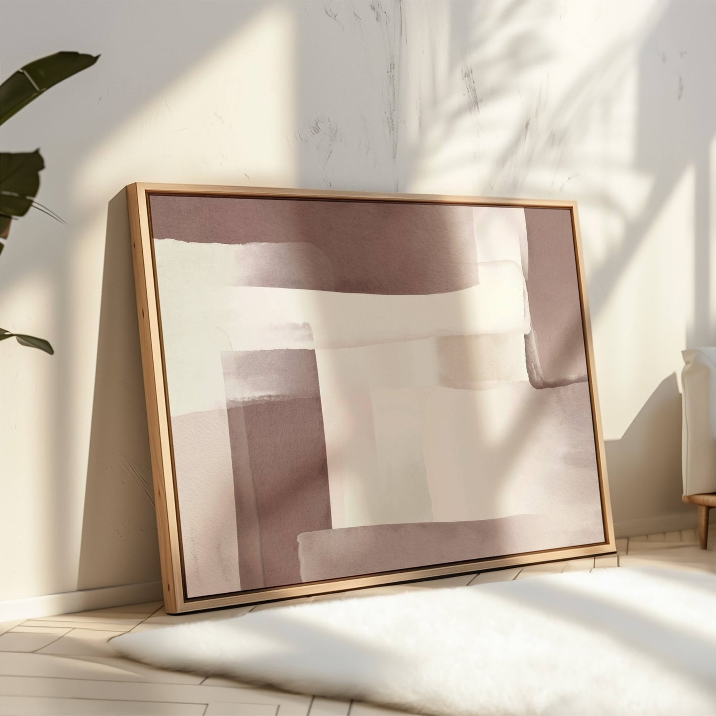 Naivety Framed Canvas - Mauve - AureousHome