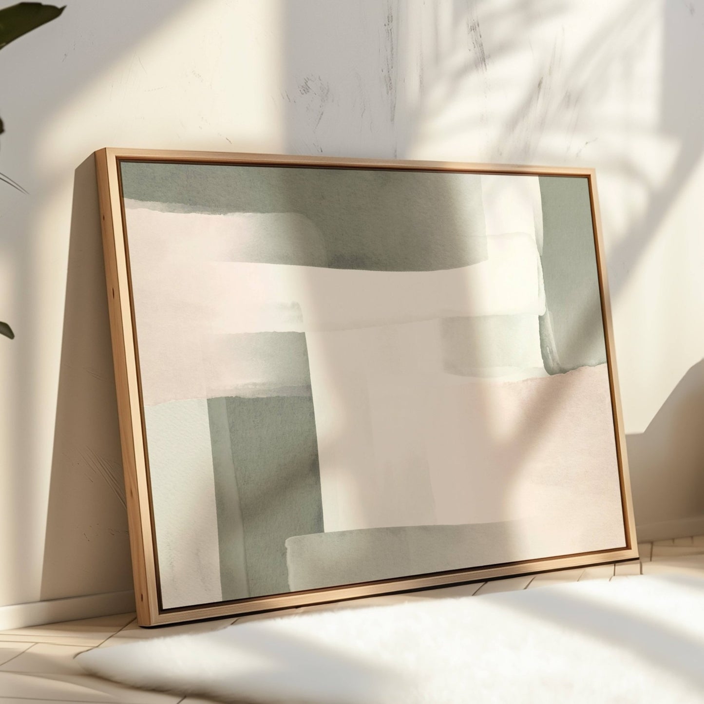 Naivety Framed Canvas - Sage / Horizontal - AureousHome