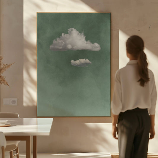Nephele Framed Canvas - Sage - AureousHome