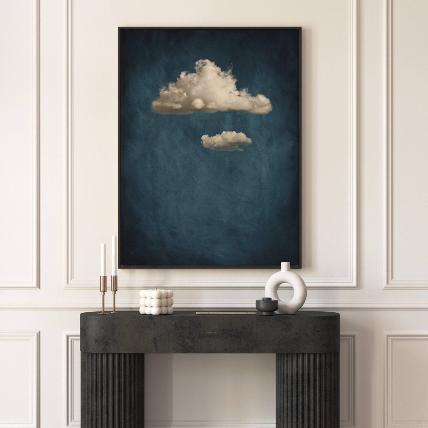 Nephele Framed Canvas - Vintage Blue - AureousHome