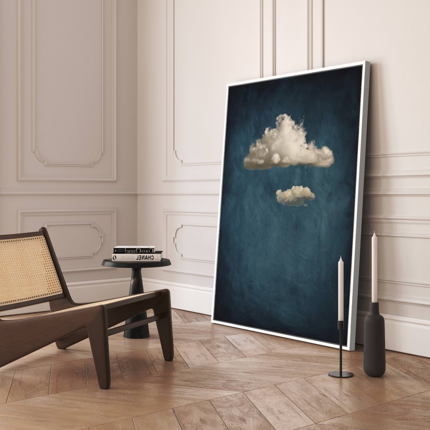 Nephele Framed Canvas - Vintage Blue - AureousHome