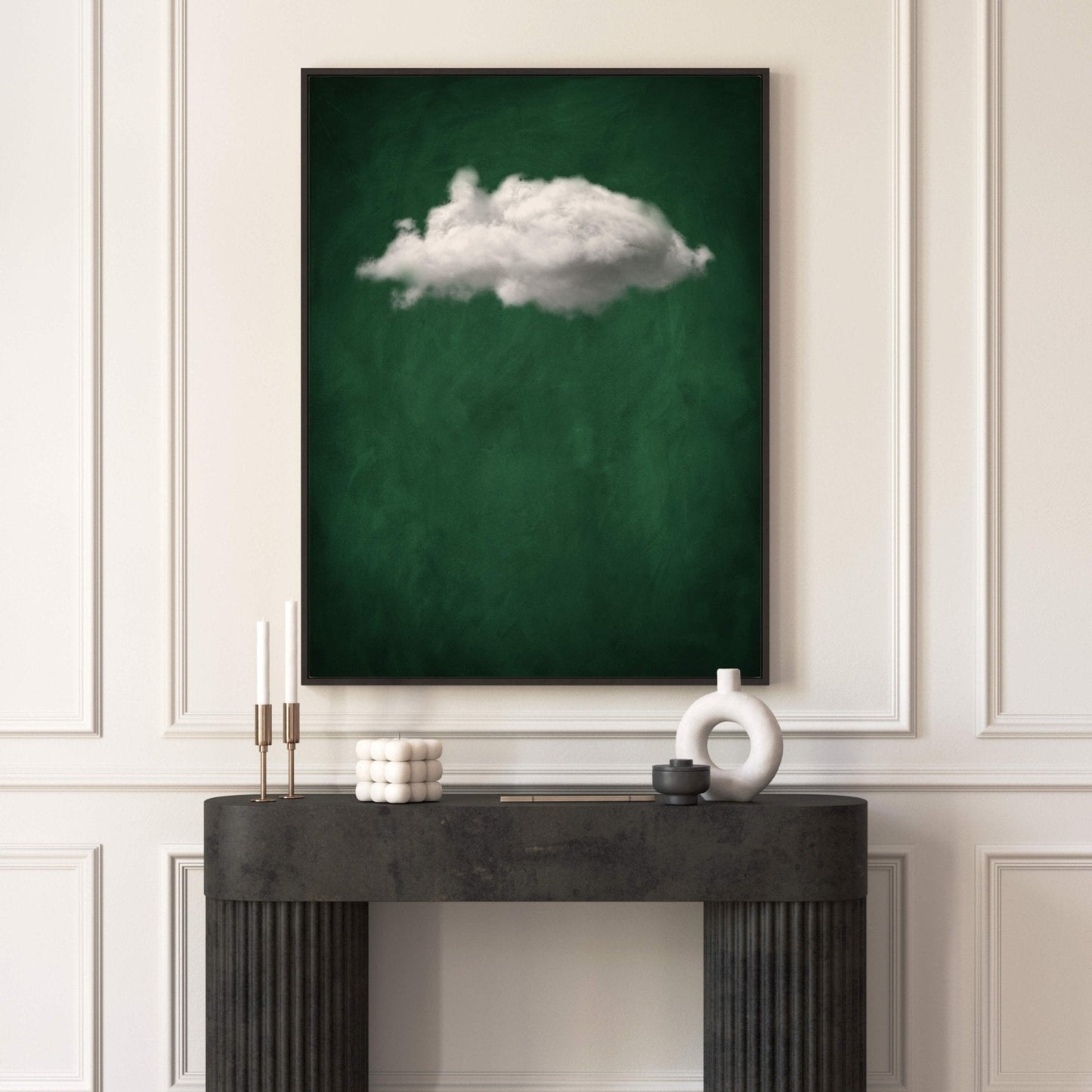 Nuage Cloud Framed Canvas - Emerald Green - AureousHome