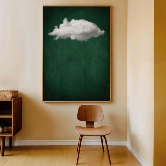 Nuage Cloud Framed Canvas - Emerald Green - AureousHome