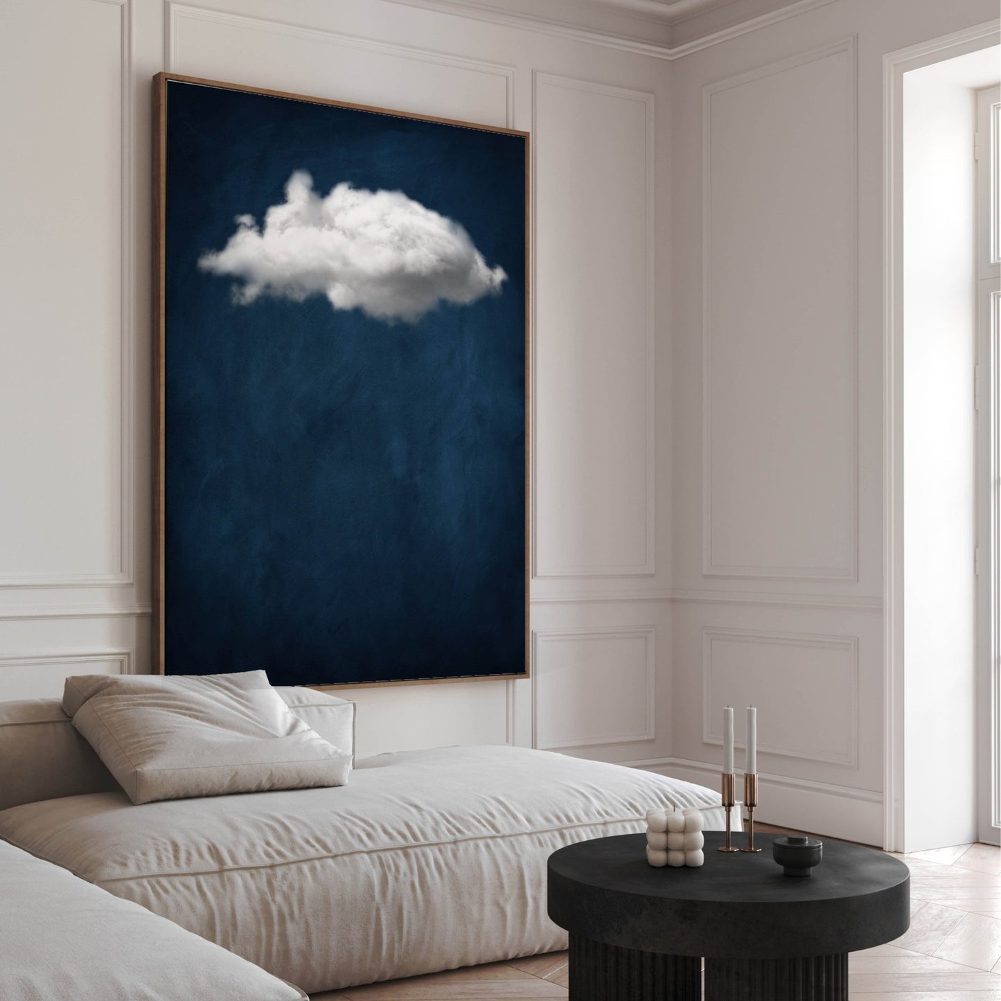 Nuage Cloud Framed Canvas - Sapphire Blue - AureousHome