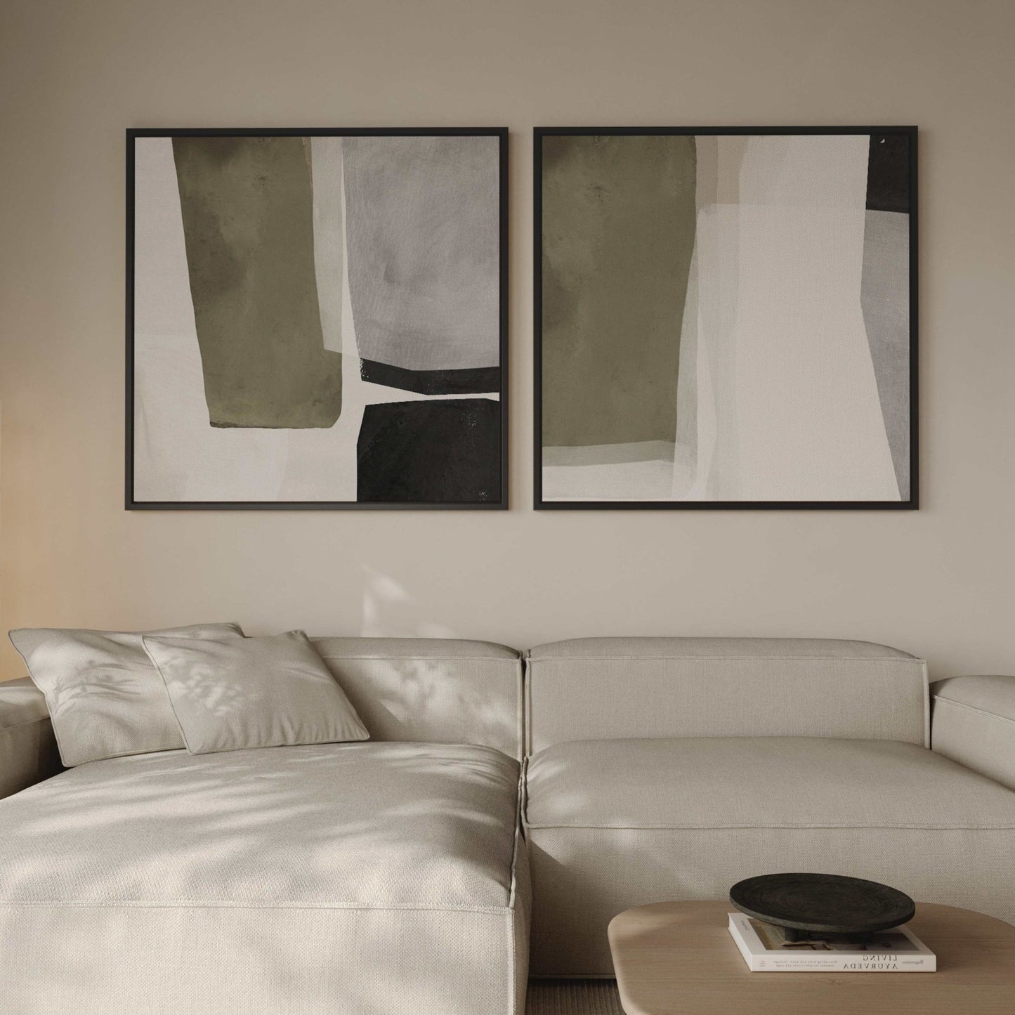 Olive Square Framed Canvas Duo - AureousHome