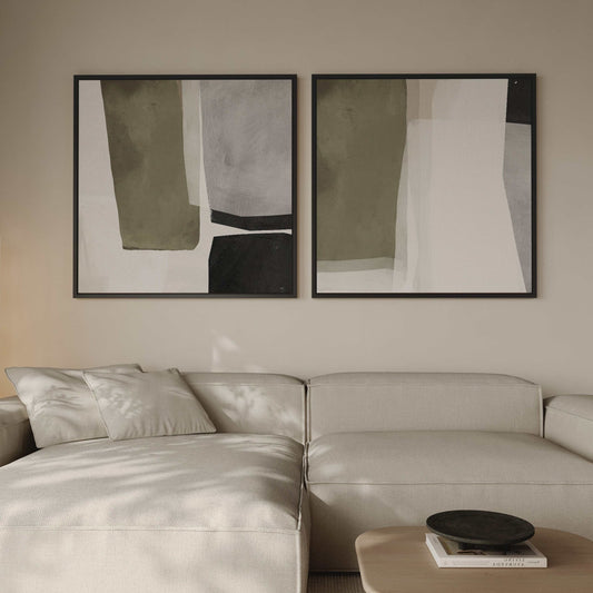 Olive Square Framed Canvas Duo - AureousHome