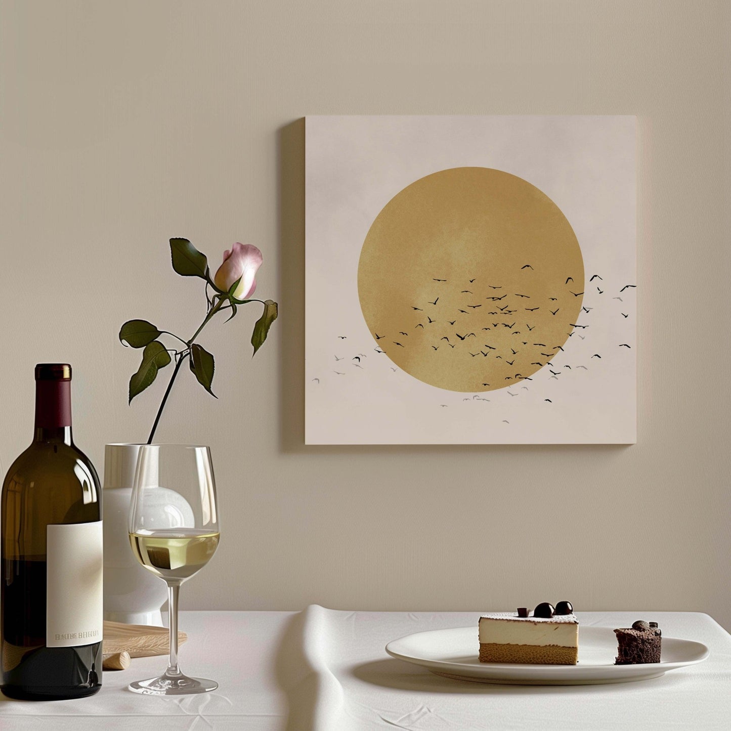 Oria Framed Canvas - Ochre / Square - AureousHome