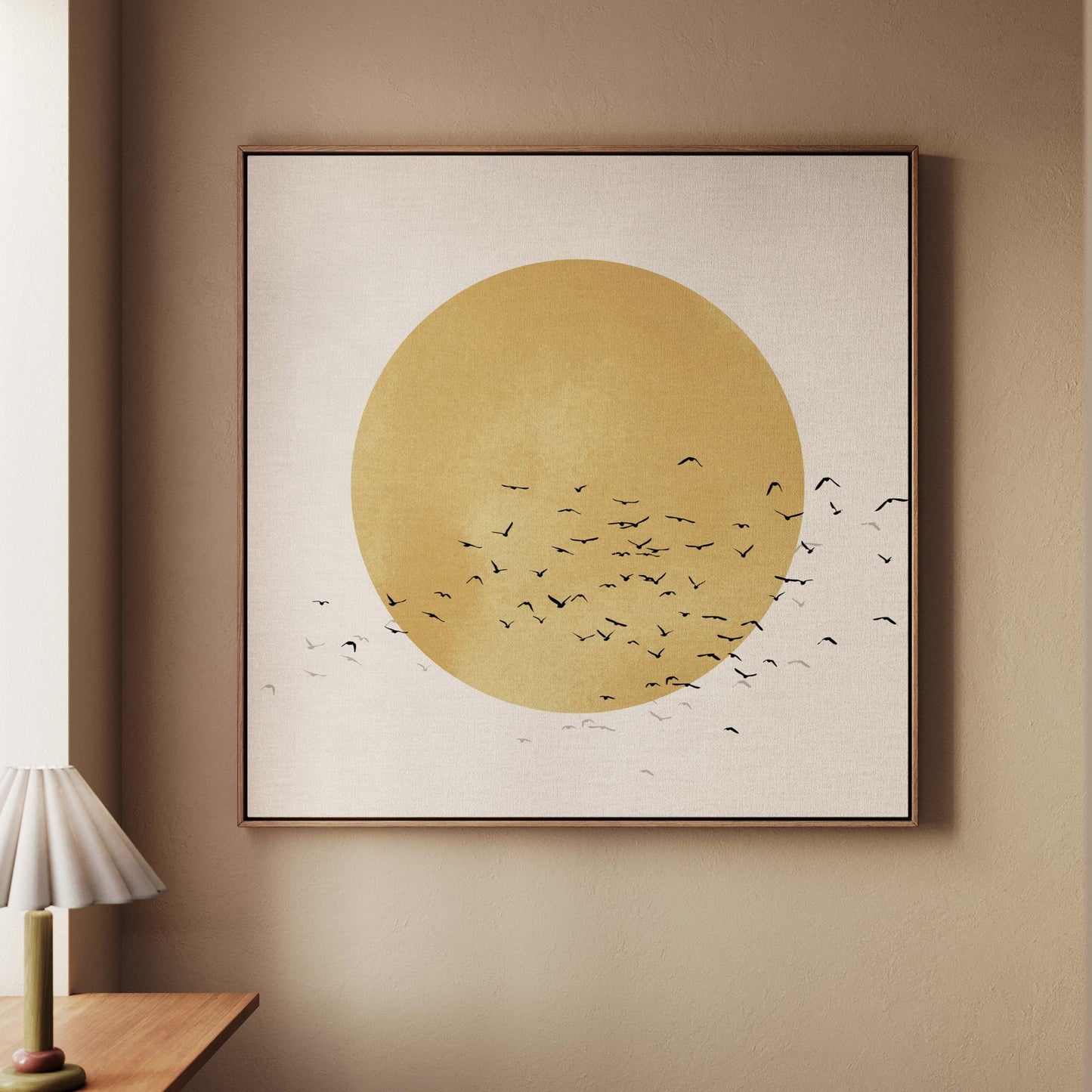 Oria Framed Canvas - Ochre / Square - AureousHome