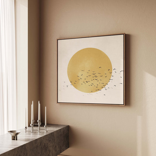 Oria Framed Canvas - Ochre / Square - AureousHome