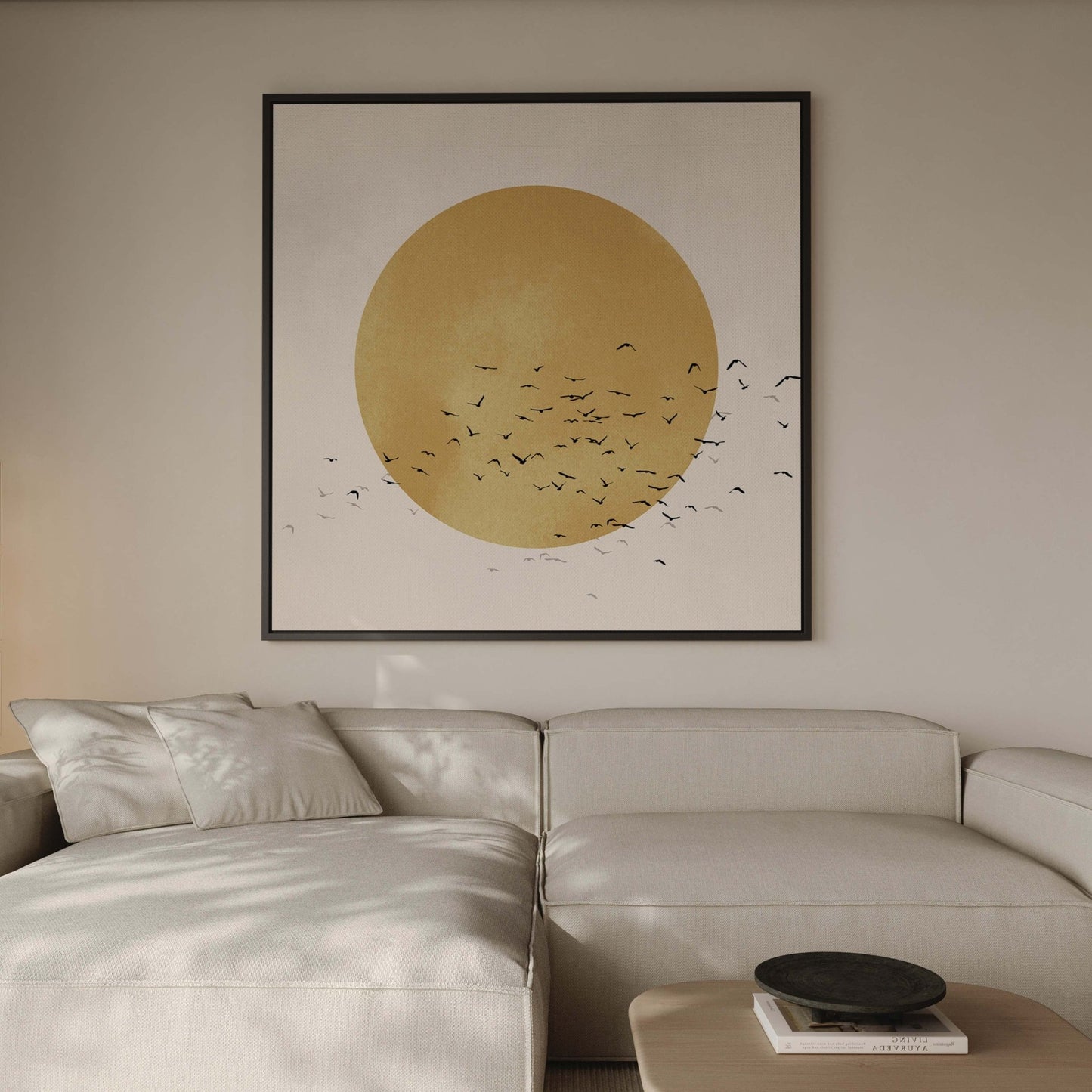 Oria Framed Canvas - Ochre / Square - AureousHome