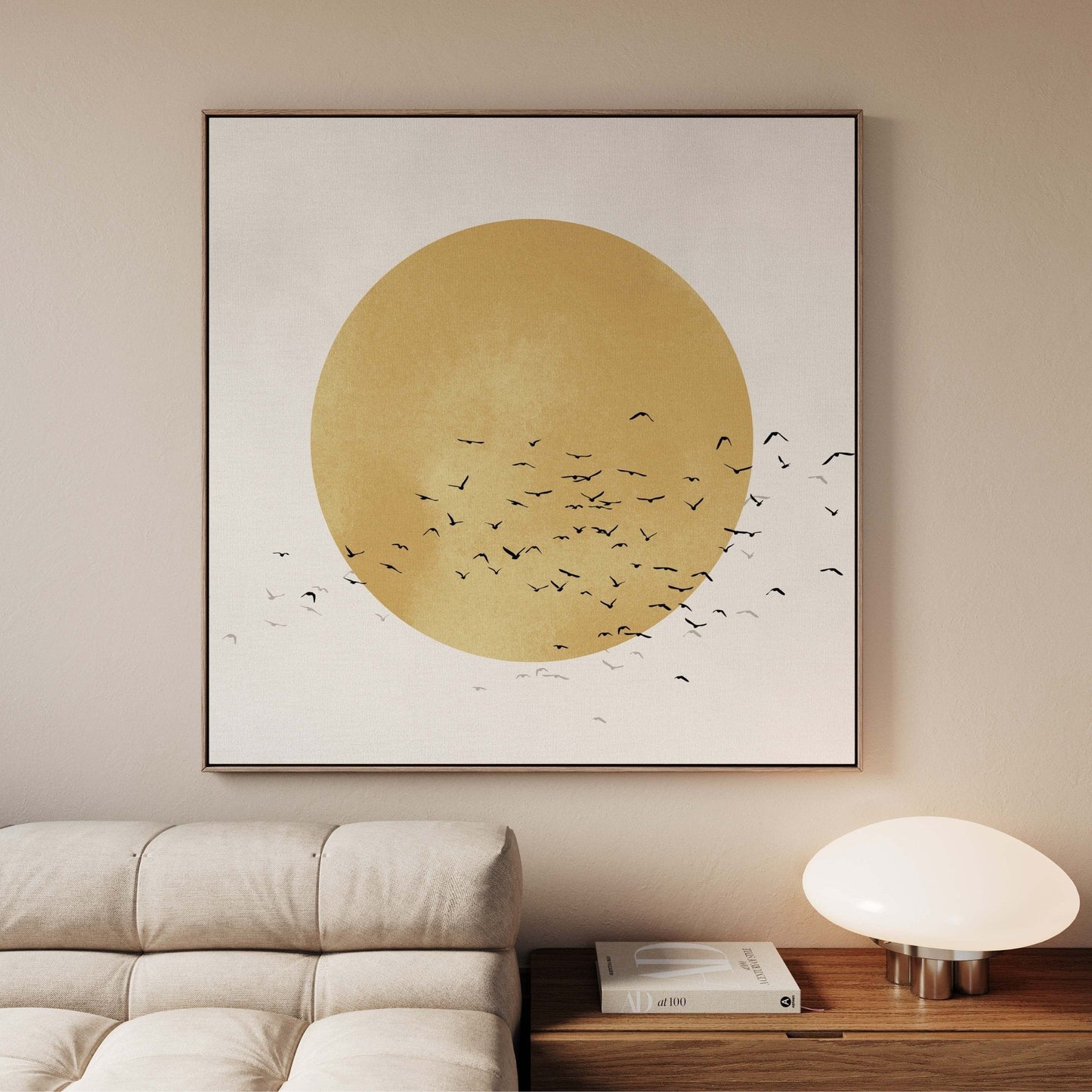 Oria Framed Canvas - Ochre / Square - AureousHome