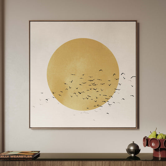 Oria Framed Canvas - Ochre / Square - AureousHome