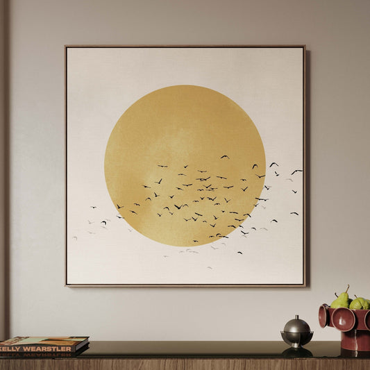Oria Framed Canvas - Ochre / Square - AureousHome