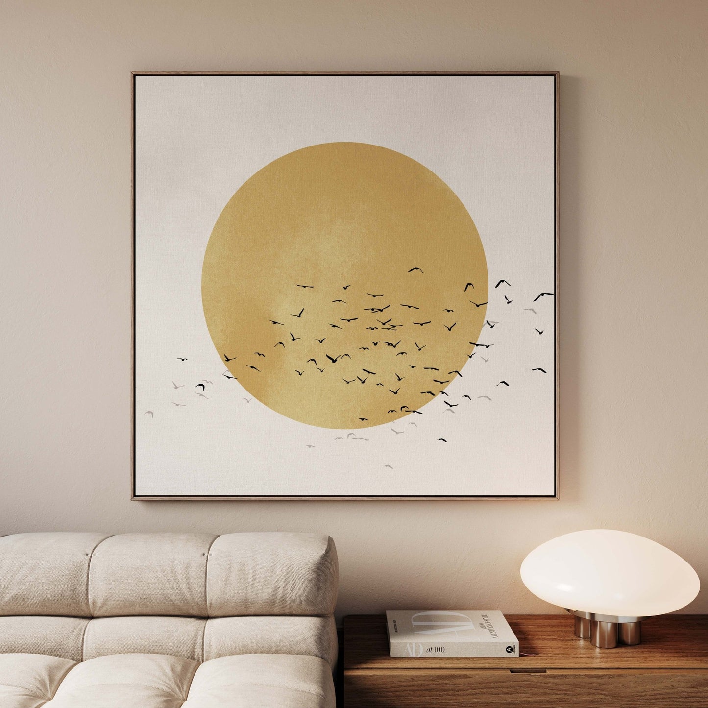 Oria Framed Canvas - Ochre / Square - AureousHome