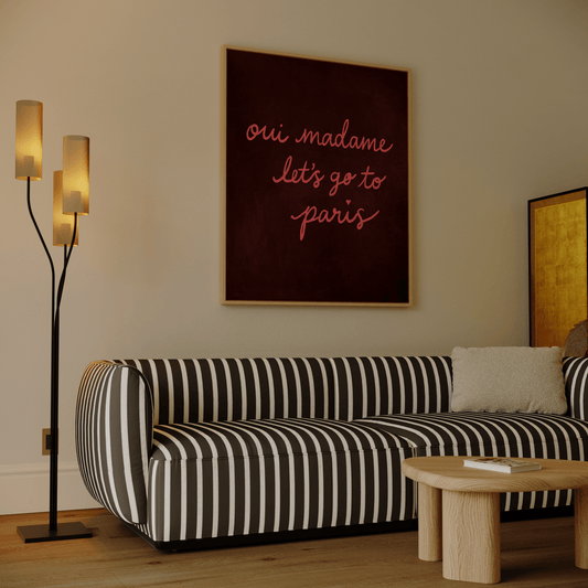 Oui Madame Framed Canvas - Pink / Merlot - AureousHome