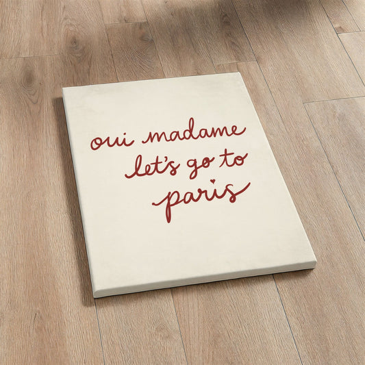 Oui Madamme Framed Canvas - Red / Beige - AureousHome
