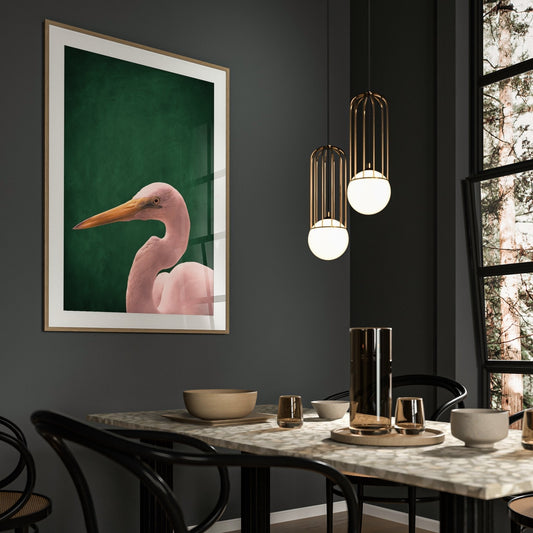 Pink Crane - Emerald - AureousHome